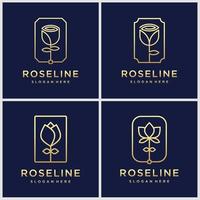 ensemble d'inspiration de conception de logo de beauté, de cosmétiques, de yoga et de spa de rose de fleur élégante minimaliste d'or.
