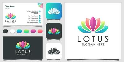 création vectorielle de logo coloré de fleur de lotus. centre de yoga, spa, logo de luxe de salon de beauté. création de logo, icône et carte de visite