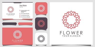 création minimaliste et élégante de logo rose floral pour la beauté, les cosmétiques, le yoga et le spa. création de logo et carte de visite vecteur