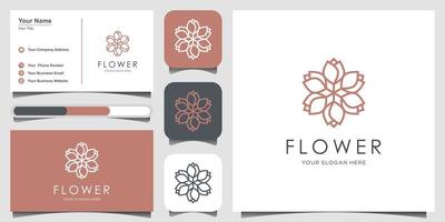 inspiration de conception de logo d'ornement floral élégant minimaliste avec style d'art en ligne. cosmétiques, spa, logo vectoriel de boutique de décoration de salon de beauté. icône et carte de visite