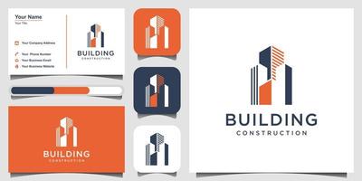 modèle de conception de logo de construction. bâtiment abstrait pour l'inspiration de conception de logo. création de logo, icône et carte de visite vecteur