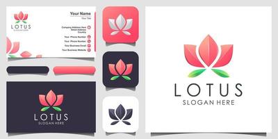 création vectorielle de logo de fleur de lotus. centre de yoga, spa, logo de luxe de salon de beauté. création de logo, icône et carte de visite vecteur