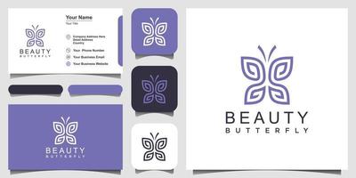 logo en forme de monogramme d'art en ligne papillon minimaliste doré. beauté, style spa de luxe. création de logo, icône et carte de visite. vecteur