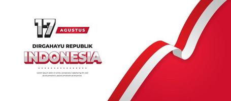 17 août bannière de carte de voeux fête de l'indépendance de l'indonésie vecteur