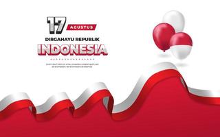 17 août bannière de carte de voeux fête de l'indépendance de l'indonésie vecteur