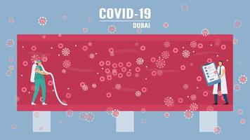 scène de coronavirus de dubai avec des médecins vecteur