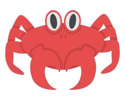 crabe drôle de bande dessinée. doodle clipart plat. tous les objets sont repeints. vecteur