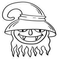 autocollant doodle sorcière drôle avec chapeau vecteur