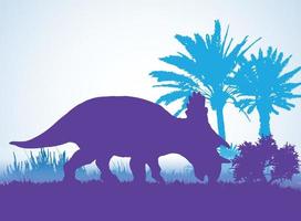 silhouettes de dinosaures regaliceratops dans un environnement préhistorique couches qui se chevauchent arrière-plan décoratif bannière illustration vectorielle abstraite vecteur