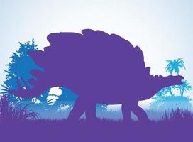 stegosaurus, silhouettes de dinosaures dans un environnement préhistorique couches superposées fond décoratif bannière illustration vectorielle abstraite vecteur