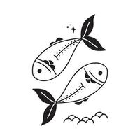 signe de symbole avec inscription. Poissons. image vectorielle du signe du zodiaque pour l'astrologie et les horoscopes vecteur