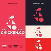 création de logo de poulet simple et minimaliste vecteur