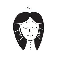 signe de symbole avec inscription. Vierge. image vectorielle du signe du zodiaque pour l'astrologie et les horoscopes. vecteur