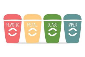 bennes à ordures ou conteneurs pour le recyclage et la réutilisation. concept zéro déchet. vecteur