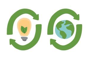 écologie. recyclage d'icônes écologiques. économiser de l'énergie, sauver la planète. vecteur