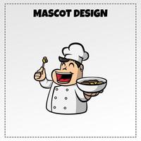 illustration de conception de mascotte indonésienne de cuisine traditionnelle de chef vecteur