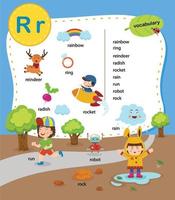 alphabet lettre r éducation vocabulaire illustration, vecteur