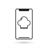 design plat de téléphone portable avec icône de chapeau de chefs. vecteur
