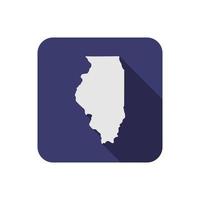 carte carrée de l'état de l'illinois avec ombre portée vecteur