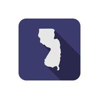 carte carrée de l'état du new jersey avec ombre portée vecteur