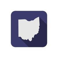 carte carrée de l'état de l'ohio avec ombre portée vecteur