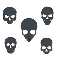 silhouettes crânes humains et extraterrestres vecteur