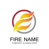 création de logo de flamme brûlante, illustration d'icône de marque de produit vecteur