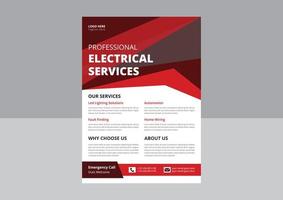 affiche et dépliant de service électrique professionnel. dépliant d'électricien et d'entreprise électrique, dépliant de service de réparation d'appareils ménagers. vecteur