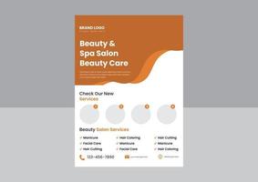 modèle de conception d'affiche de flyer de soins de beauté de salon de beauté et de spa. détendez votre modèle de conception de dépliant d'affiche corps et âme. vecteur