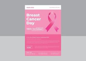 modèle de conception de flyer de cancer du sein, modèle de flyer de sensibilisation au cancer du sein, flyer de bannière de ruban rose du mois de sensibilisation au cancer du sein d'octobre. vecteur