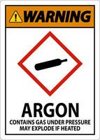 Avertissement argon ghs signe sur fond blanc vecteur