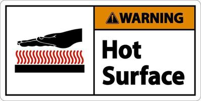 signe de symbole de surface chaude d'avertissement sur fond blanc vecteur