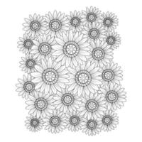 feuille de calcul antistress tournesols d'illustration de bouquet pour livre de coloriage pour enfants et adultes vecteur