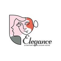 création de logo beauté femme, illustration vectorielle de salon de coiffure vecteur