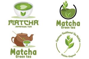 illustration vectorielle du logo matcha de plante verte faite comme boisson matcha ou dessert matcha, conception de thé vert vecteur