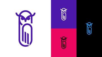 hibou oiseau animal trombone concept de conception de logo d'entreprise de bureau vecteur