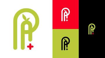 concept de conception de logo de plante médicale monogramme pa vecteur