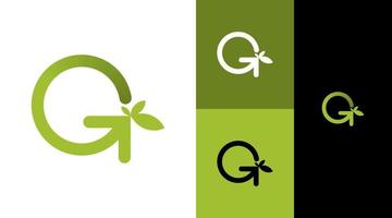 g monogramme plante à feuilles naturelles passer au vert concept de conception de logo communautaire vecteur