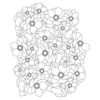 plumeria fleur doodle coloriage contour illustration vectorielle d'isolé sur fond blanc vecteur