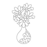 page de coloriage de pot de fleurs décoratif avec dessin de ligne d'objet graphique vectoriel