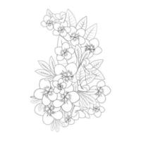 plumeria fleur doodle coloriage contour illustration vectorielle d'isolé sur fond blanc vecteur