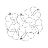 fleur d'hibiscus moscheutos conception d'art en ligne vectorielle sur fond noir et blanc pour la page de coloriage vecteur