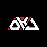 création de logo de lettre triangle okj avec forme de triangle. monogramme de conception de logo triangle okj. modèle de logo vectoriel triangle okj avec couleur rouge. logo triangulaire okj logo simple, élégant et luxueux. d'accord