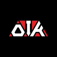 création de logo de lettre triangle oik avec forme de triangle. monogramme de conception de logo triangle oik. modèle de logo vectoriel triangle oik avec couleur rouge. logo triangulaire oik logo simple, élégant et luxueux. oik