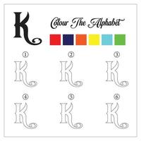 page de coloriage de l'alphabet. éduquez votre enfant avec des connaissances de coloration. vecteur