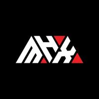 création de logo de lettre triangle mhx avec forme de triangle. monogramme de conception de logo triangle mhx. modèle de logo vectoriel triangle mhx avec couleur rouge. logo triangulaire mhx logo simple, élégant et luxueux. mhx