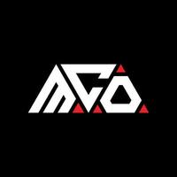 création de logo de lettre triangle mco avec forme de triangle. monogramme de conception de logo triangle mco. modèle de logo vectoriel triangle mco avec couleur rouge. logo triangulaire mco logo simple, élégant et luxueux. mco