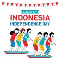 modèle de médias sociaux de la fête de l'indépendance de l'indonésie dans un style design plat vecteur