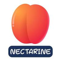 vecteur de fruit de nectarine de dessin animé isolé sur fond blanc