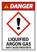 Danger gaz argon liquéfié ghs signe sur fond blanc vecteur